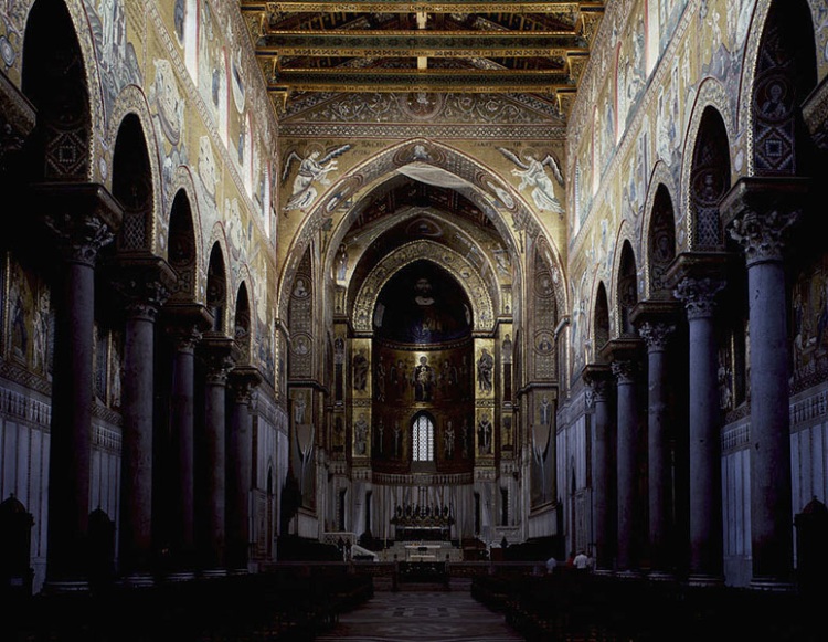 Cathédrale de Monreale, Sicile, la nef, XIIe siècle.