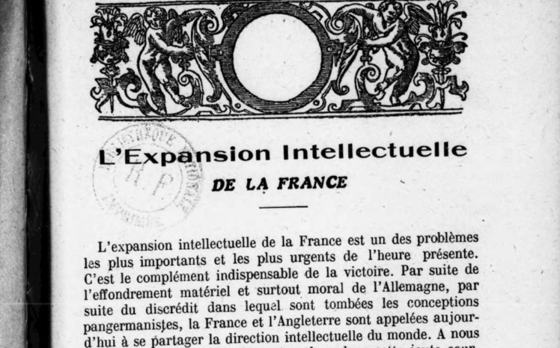 L’expansion intellectuelle de la France (La revue mondiale 1920) | Retronews
